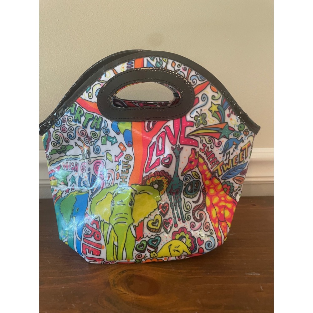 Little Brownie Bakers Insulated Lunch Tote Bag Multi-Color Animal Graffiti Print
